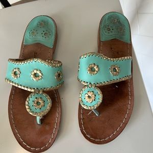 Teal and gold jack rogers sandals